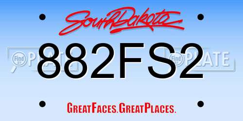 882FS2 South Dakota License Plate