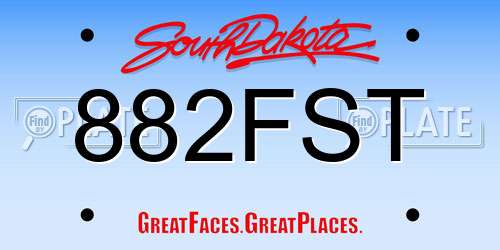 882FST South Dakota License Plate