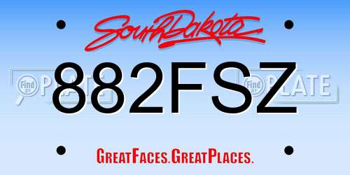 882FSZ South Dakota License Plate