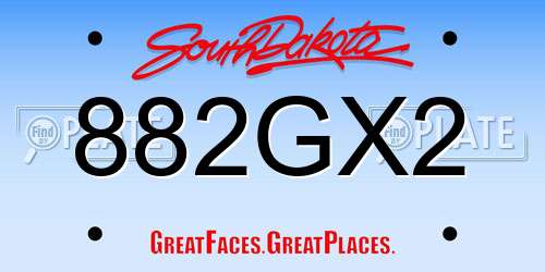 882GX2 South Dakota License Plate