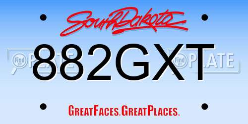 882GXT South Dakota License Plate