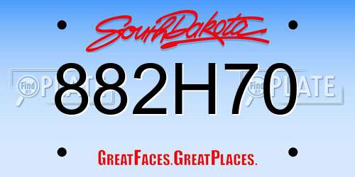 882H70 South Dakota License Plate
