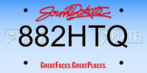 882HTQ South Dakota License Plate