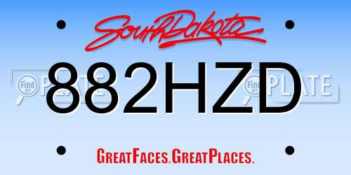 882HZD South Dakota License Plate