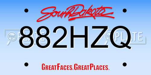 882HZQ South Dakota License Plate