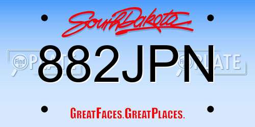 882JPN South Dakota License Plate