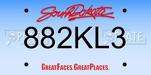 882KL3 South Dakota License Plate
