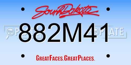 882M41 South Dakota License Plate
