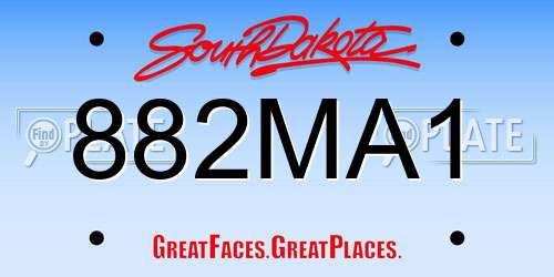 882MA1 South Dakota License Plate