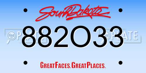 882O33 South Dakota License Plate
