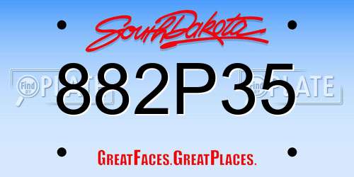 882P35 South Dakota License Plate
