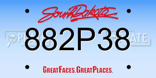 882P38 South Dakota License Plate