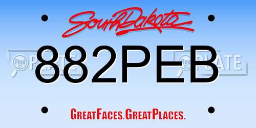 882PEB South Dakota License Plate
