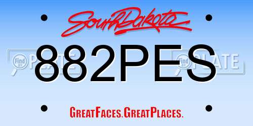 882PES South Dakota License Plate