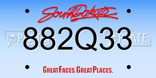 882Q33 South Dakota License Plate