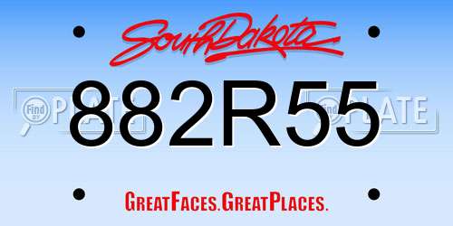 882R55 South Dakota License Plate