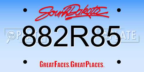 882R85 South Dakota License Plate