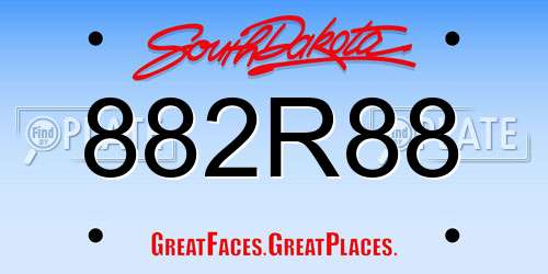 882R88 South Dakota License Plate