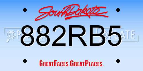 882RB5 South Dakota License Plate