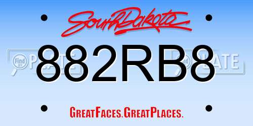 882RB8 South Dakota License Plate