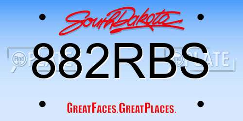 882RBS South Dakota License Plate