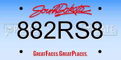 882RS8 South Dakota License Plate