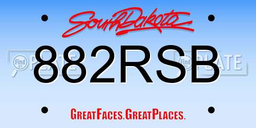 882RSB South Dakota License Plate