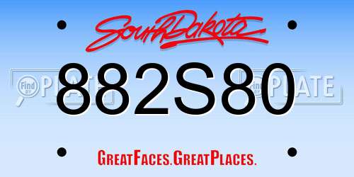 882S80 South Dakota License Plate