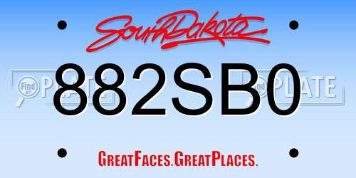 882SB0 South Dakota License Plate