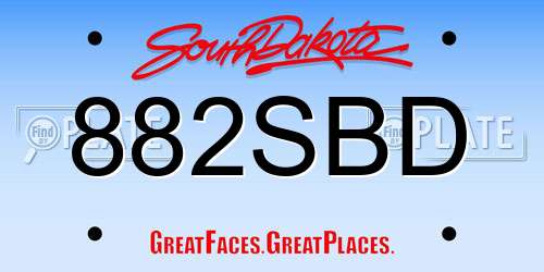 882SBD South Dakota License Plate