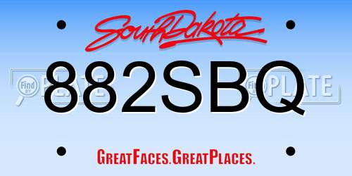 882SBQ South Dakota License Plate