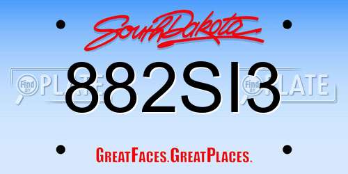 882SI3 South Dakota License Plate