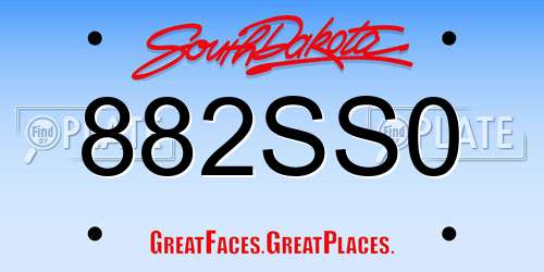 882SS0 South Dakota License Plate