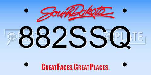 882SSQ South Dakota License Plate