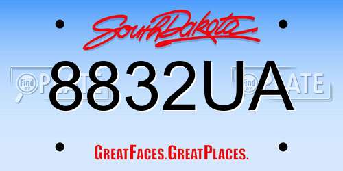 8832UA South Dakota License Plate