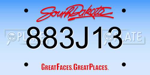 883J13 South Dakota License Plate