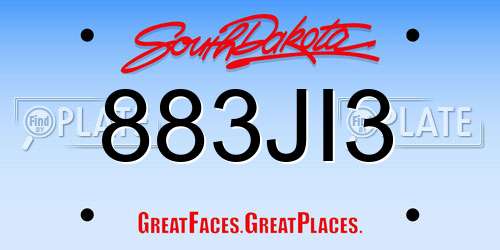883JI3 South Dakota License Plate