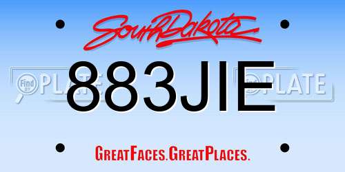 883JIE South Dakota License Plate