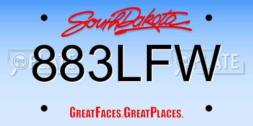 883LFW South Dakota License Plate