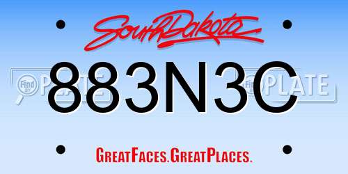 883N3C South Dakota License Plate