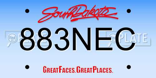 883NEC South Dakota License Plate