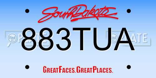 883TUA South Dakota License Plate