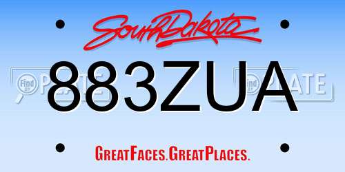 883ZUA South Dakota License Plate