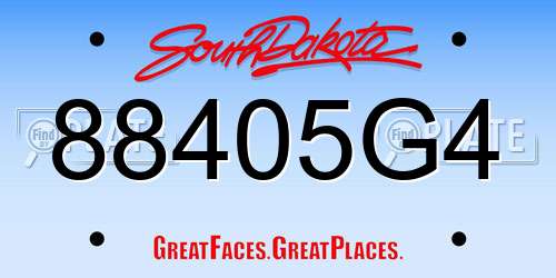 88405G4 South Dakota License Plate