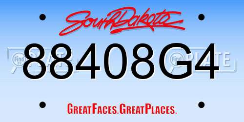 88408G4 South Dakota License Plate