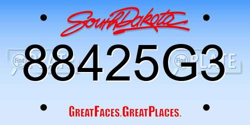 88425G3 South Dakota License Plate