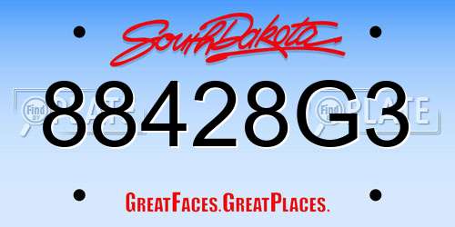 88428G3 South Dakota License Plate