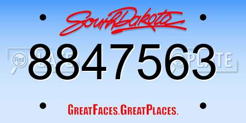 8847563 South Dakota License Plate