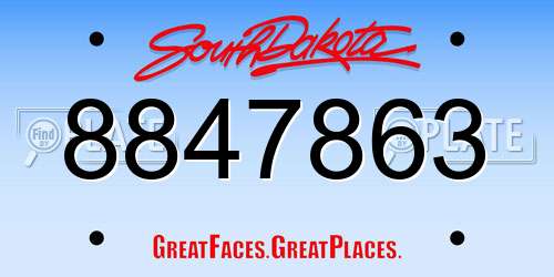 8847863 South Dakota License Plate