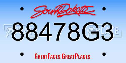 88478G3 South Dakota License Plate